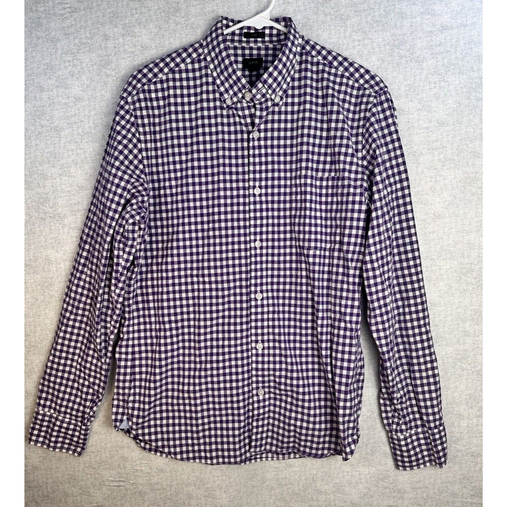 J. Crew Men’s Slim Shirt Purple Gingham Size Medium Button Up Preppy